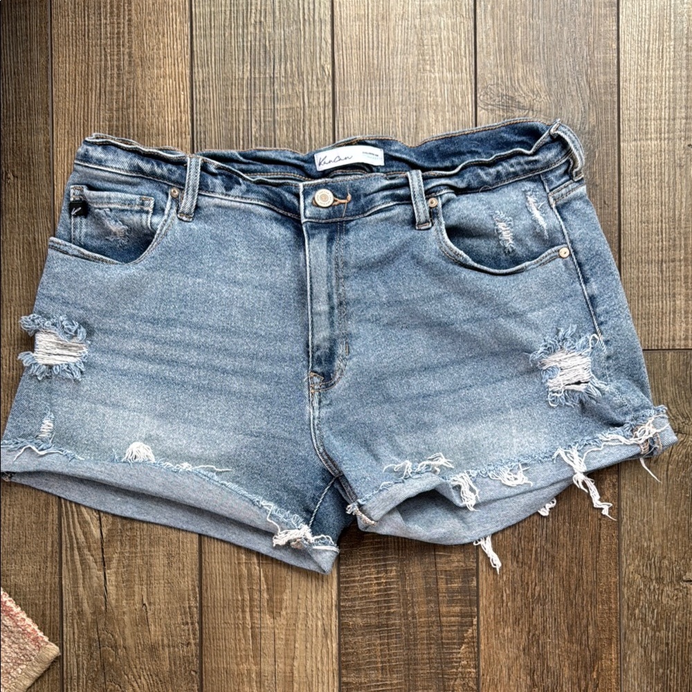Kancan Women's Distressed Denim Shorts - Blue
